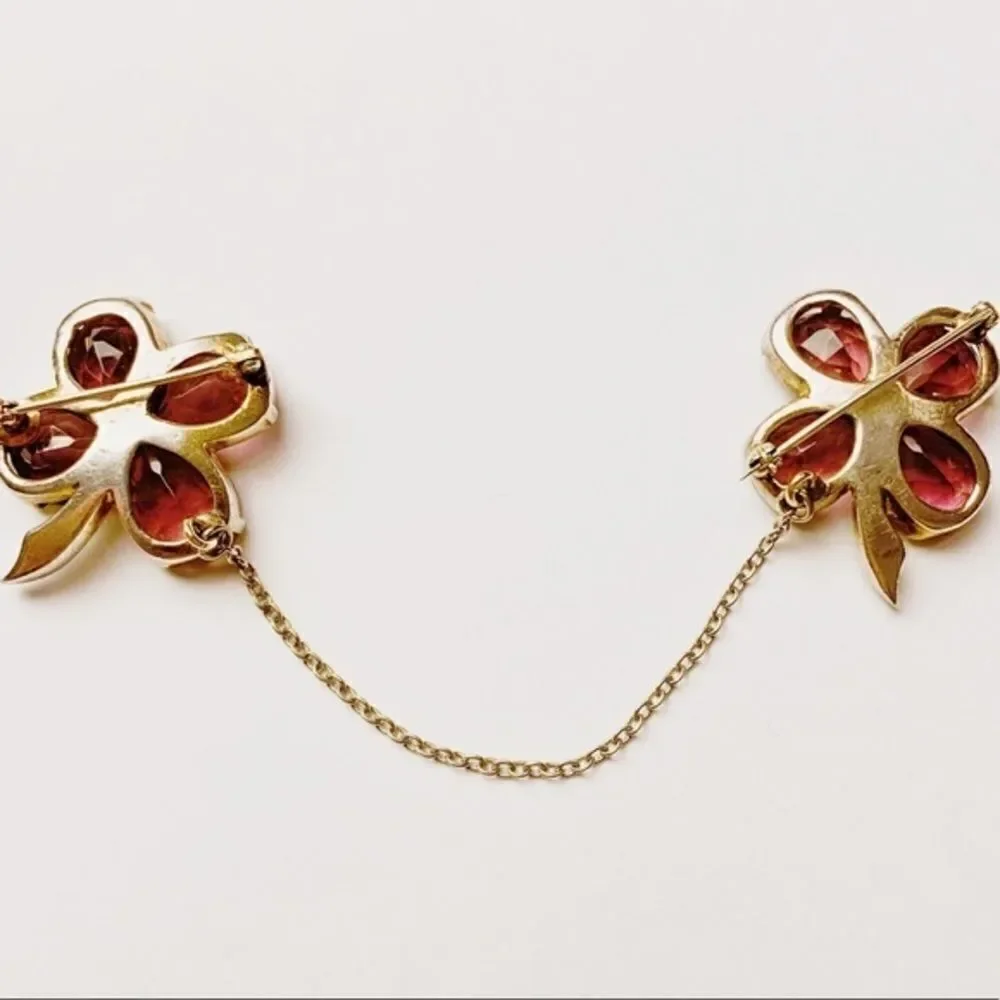 Antique Sterling Silver Floral Collar Pins - Picture 4 of 8